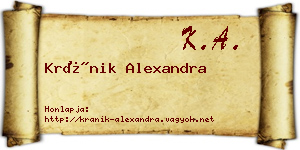 Kránik Alexandra névjegykártya